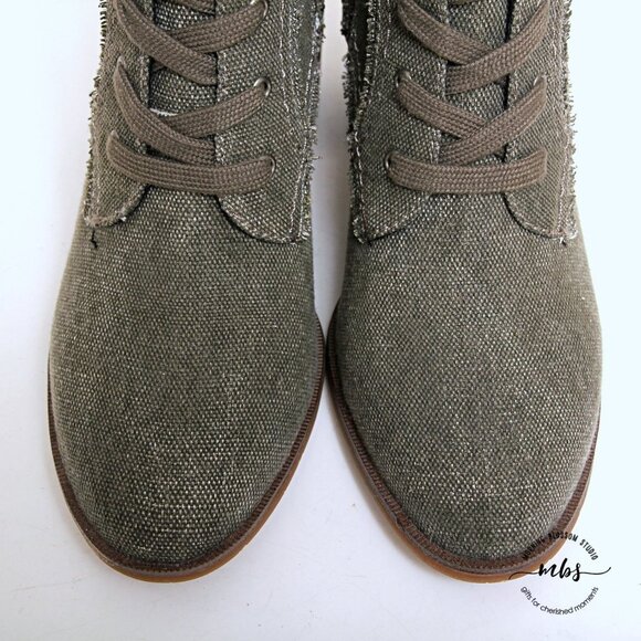 NWOT Splendid Leonardo Lace-Up Canvas Chunky Heeled Booties - Picture 12 of 12